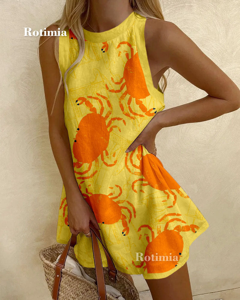 Minivestido con estampado cangrejos