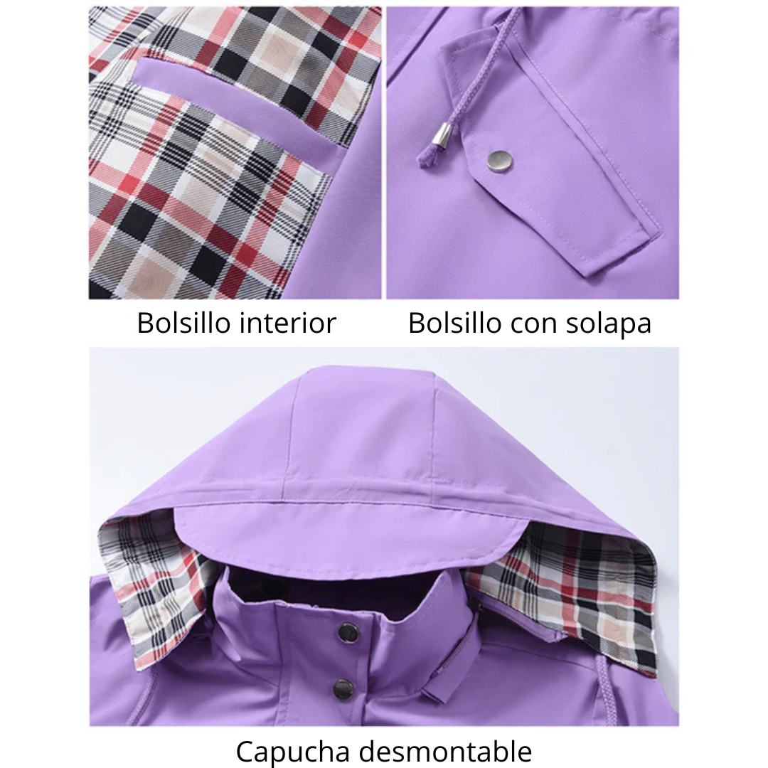 Olivia - Chaqueta impermeable con forro de cuadros