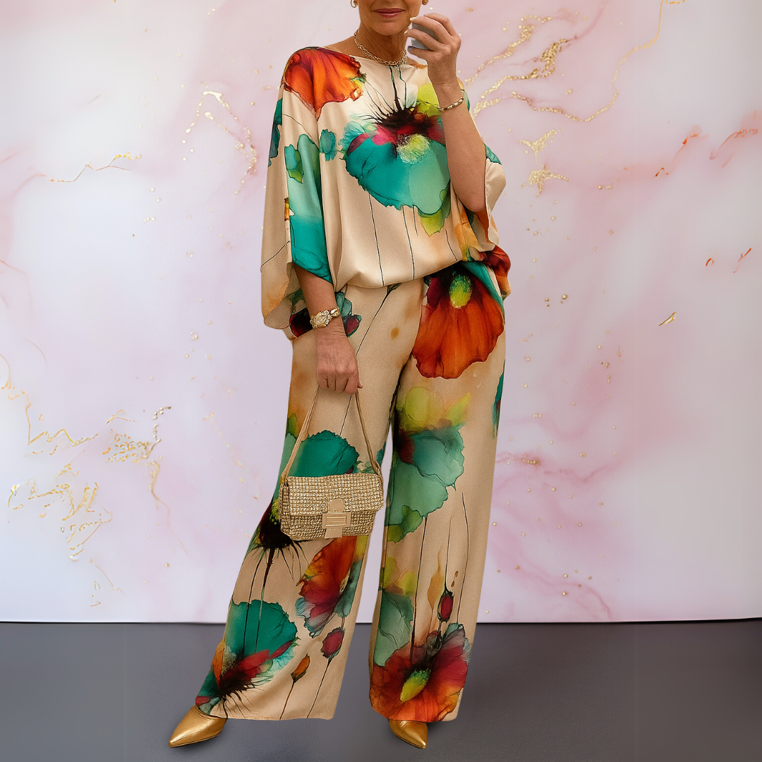 Moniek™ | Conjunto de satén de dos piezas para mujer